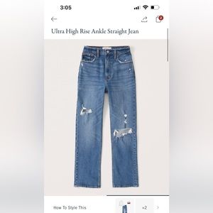 Abercrombie Ultra high rise ankle straight 29L